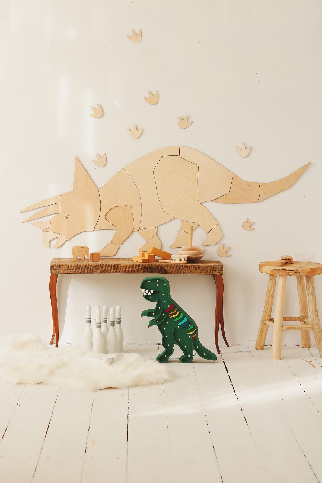 Dinosaur Triceratops – Wooden Wall Decoration | Hertwill
