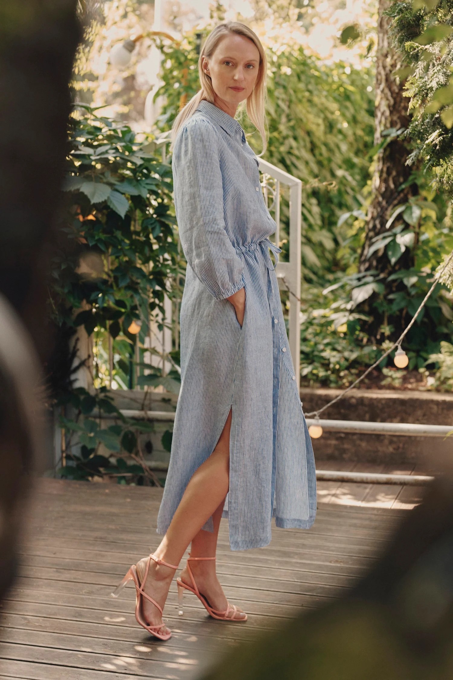 Linen Rhapsody Dress - Blue White Stripes Linen Rhapsody Dress - Blue White Stripes
