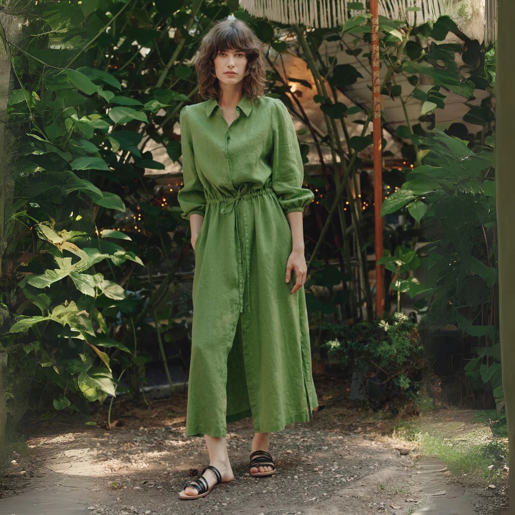 Linen Rhapsody Dress - Foliage Green Linen Rhapsody Dress - Foliage Green