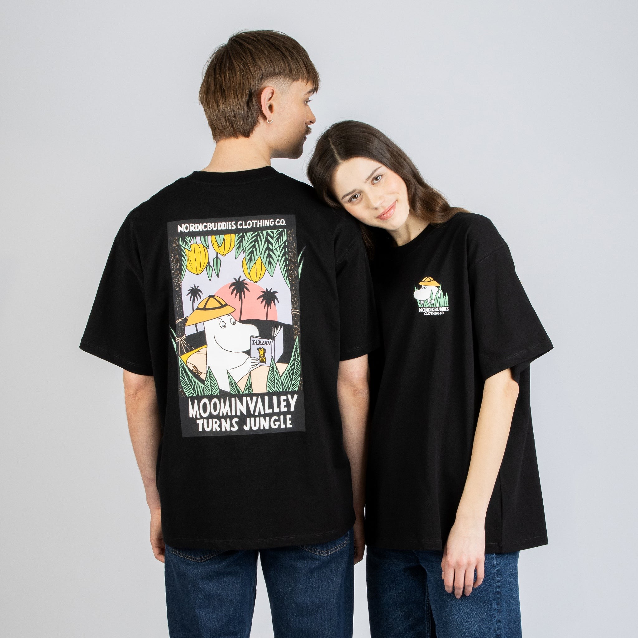 Moomin Jungle Heavy Unisex T-shirt - Black | Hertwill