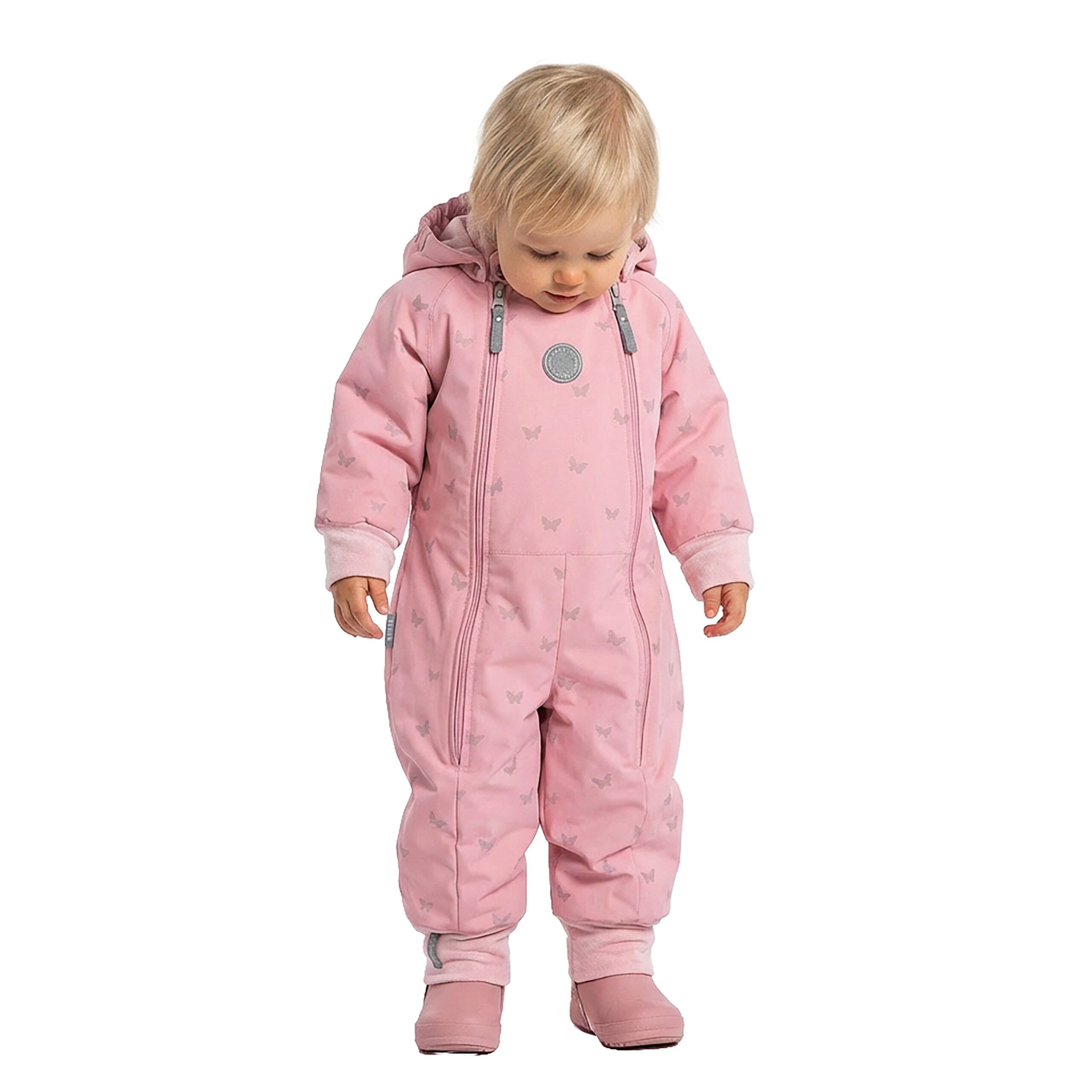 MABLIGwendolen Romper & bonnet ロンパース ピンク Pink Reflective Merino Wool-Lined Spring/Autumn Jumpsuit | Hertwill