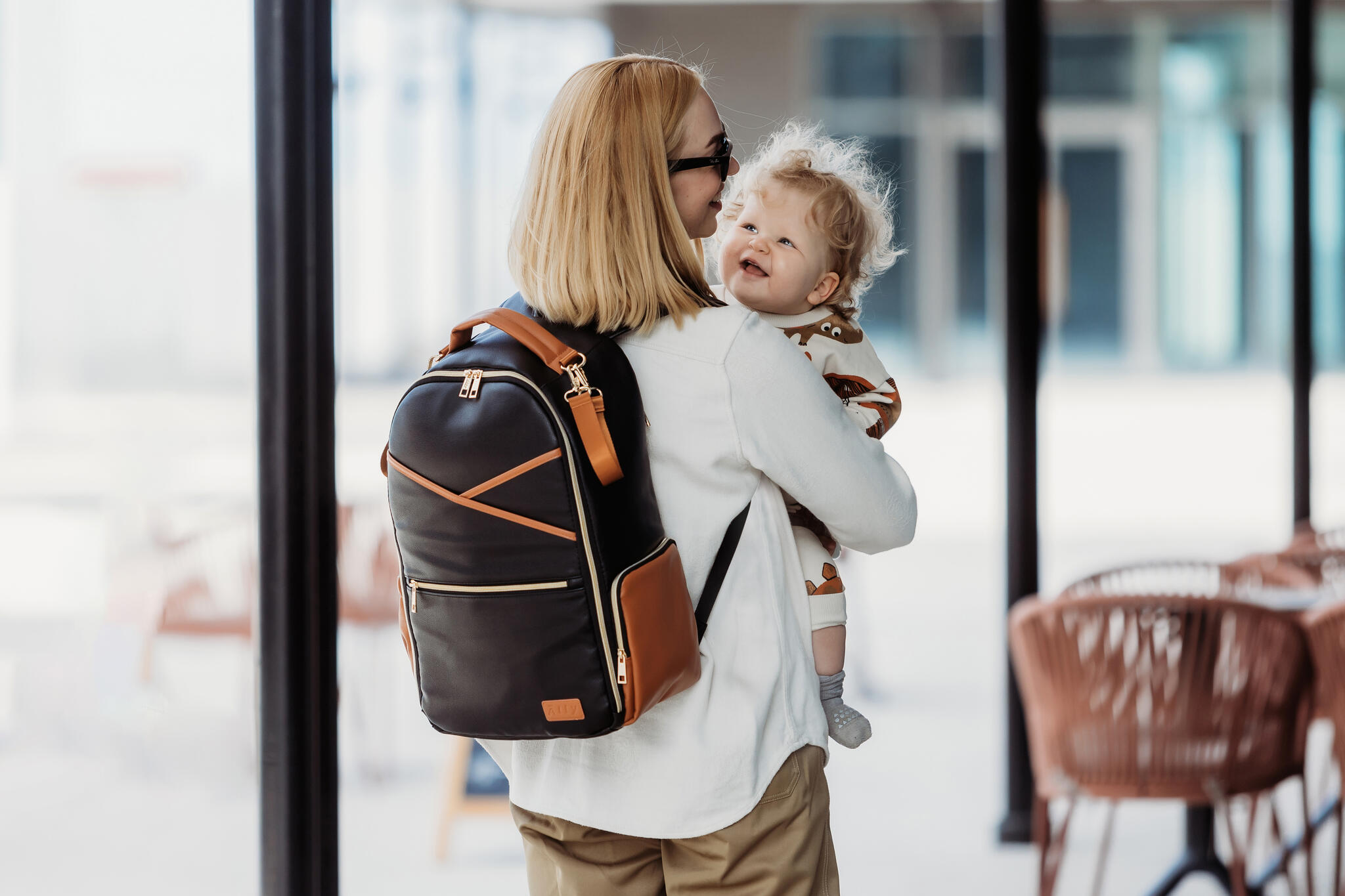 Modern Backpack Diaper Bag - Black