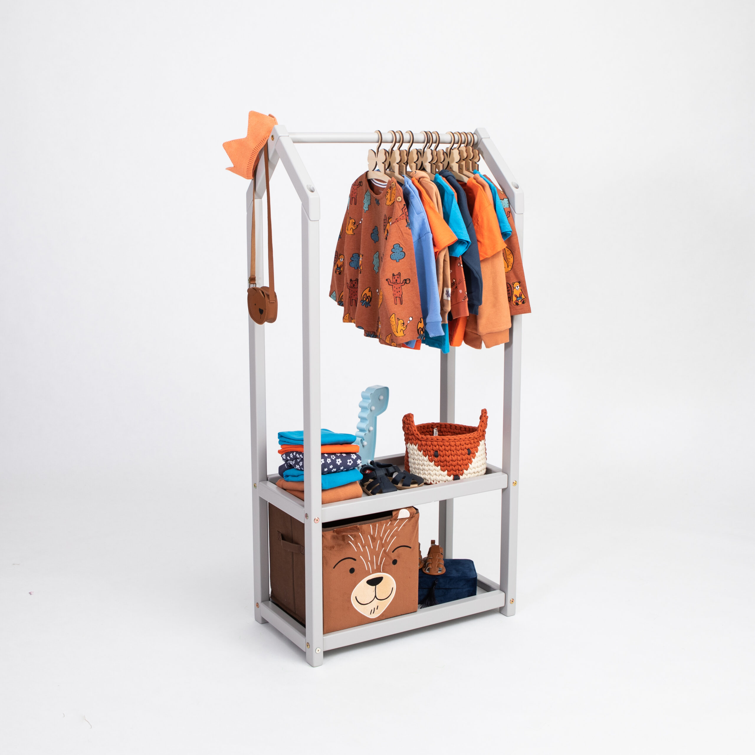 House Shaped Clothing Rack with Storage | Hertwill