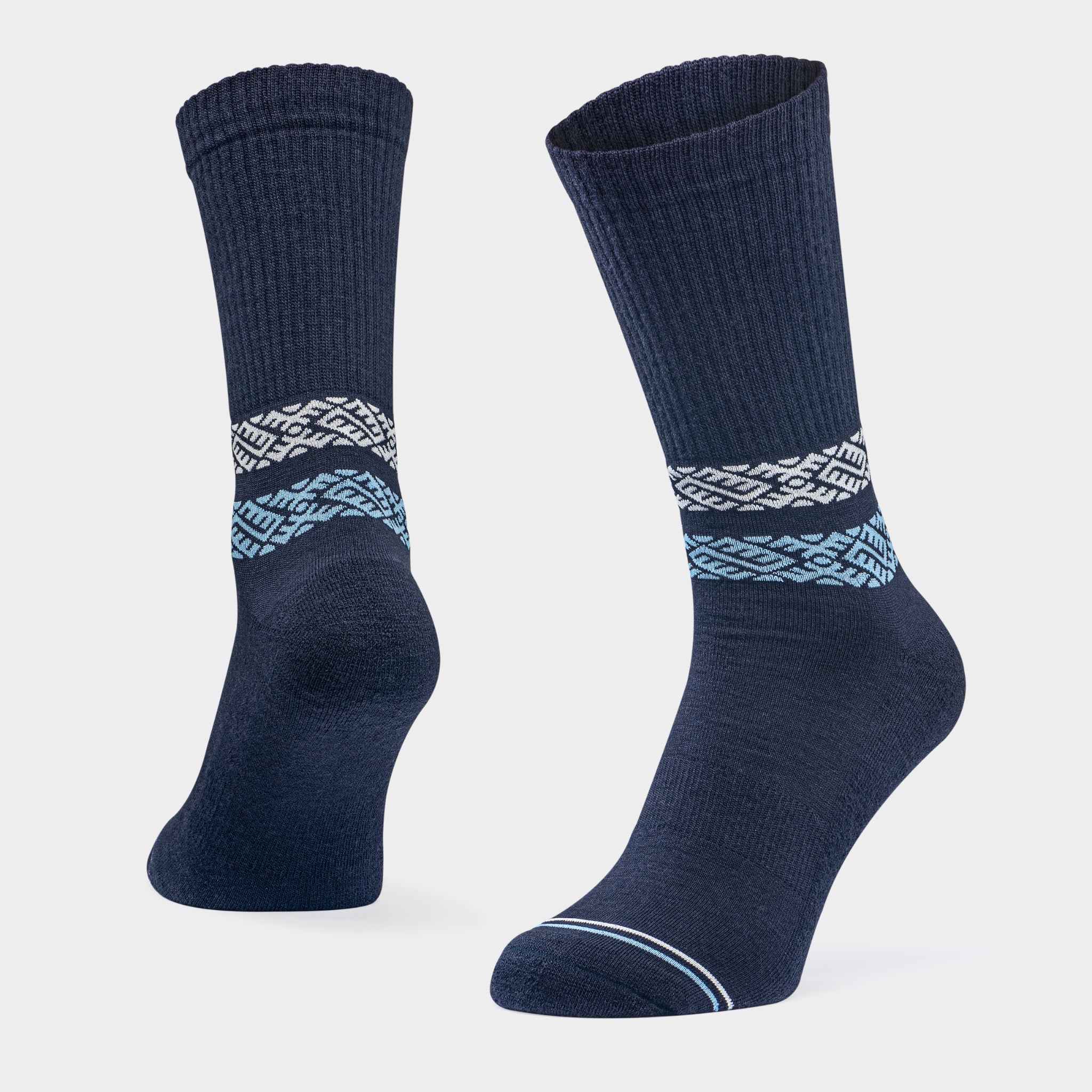 Outback Women's 82% Merino Wool Mid Calf Socks – 2 Pair, Multicolor Blue, USA Made, Size 9-11