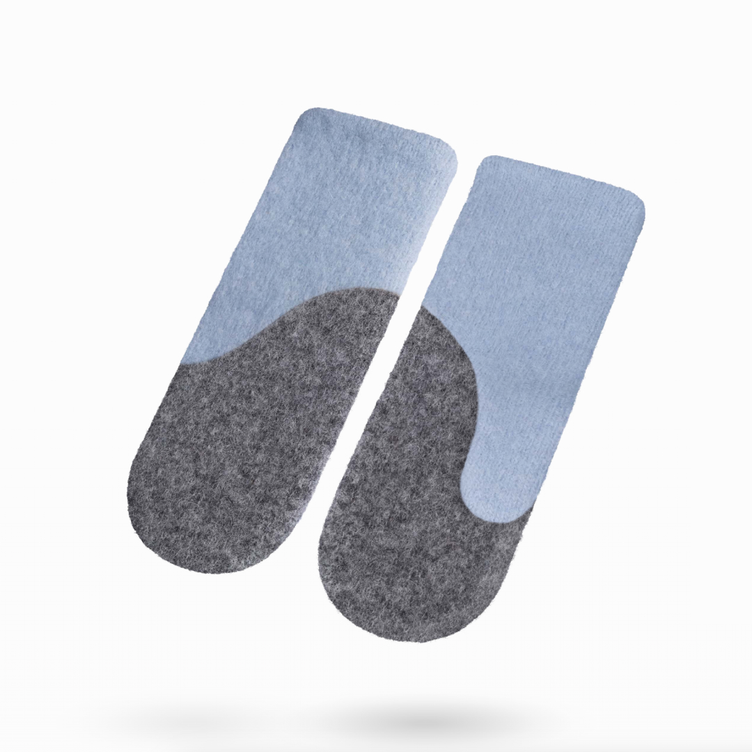 Mittens Light Felted Wool Mittens - Light Blue, Medium Grey | Hertwill