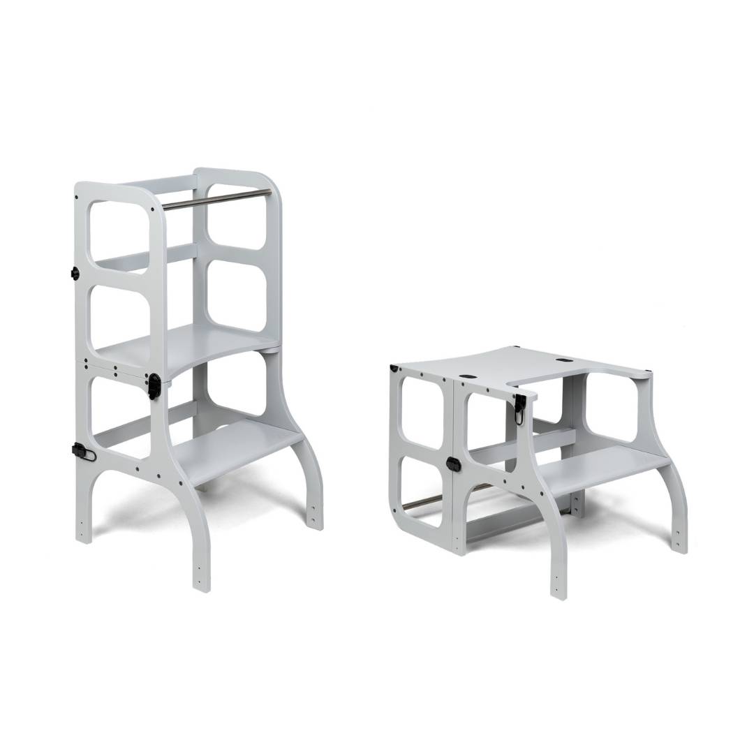 STEP'n'SIT® Convertible 2-in-1 Helper Tower/Table - Grey | Hertwill